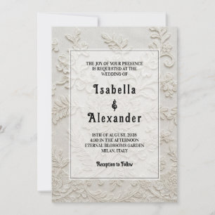 Elegant White Lace Scalloped Wedding Invitation