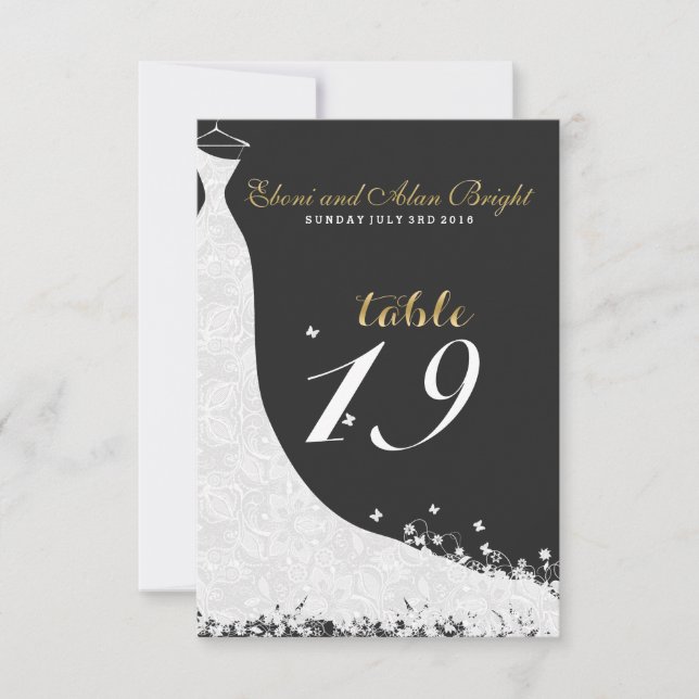 Elegant White Lace Wedding Dress Table 19 Invitation (Front)