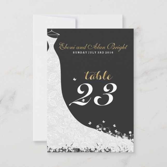 Elegant White Lace Wedding Dress Table 23 Invitation (Front)