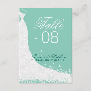 Elegant White Lace Wedding Dress Table Number