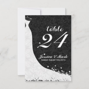 Elegant White Lace Wedding Dress Table Number