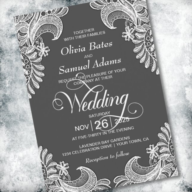 Elegant White Lace Wedding Invitation (Creator Uploaded)