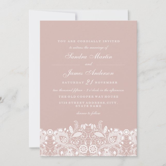 Elegant White Lace Wedding Invite (Front)