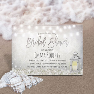 Elegant White Lantern Rustic Floral Bridal Shower Invitation
