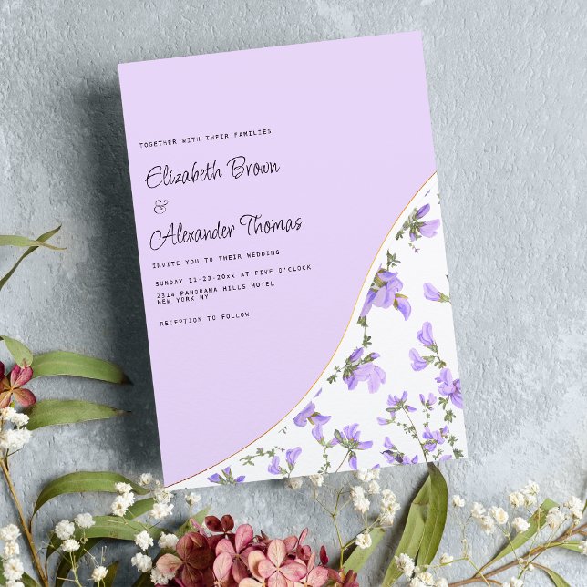 Elegant white lavender wildflower boho wedding invitation (Elegant white lavender wildflower boho wedding )