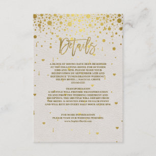 Elegant White Leather Gold Confetti Wedding  Enclosure Card