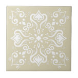 Elegant White Light Beige Azulejo Pattern A01c Tile<br><div class="desc">Stylish Elegant Chic Azulejo Portuguese Mediterranean Traditional style Modern pattern ceramic tile white on a light beige sand yellow background. Perfect for interior design or backsplash. For other colour variations contact the designer. You can check how the pattern looks like when the tiles are put together on this link: https://www.zazzle.com/azulejo_white_purple_pattern_a01c_scrapbook_paper-256155449889751834...</div>