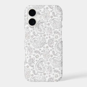 Elegant White & Light Grey Vintage Paisley Pattern