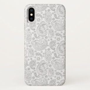 Elegant White & Light Grey Vintage Paisley Pattern iPhone X Case