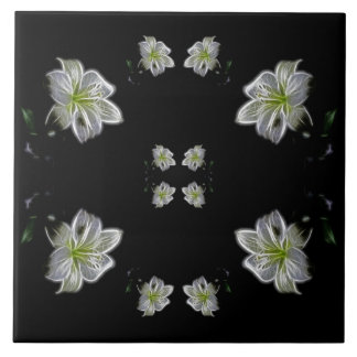 Elegant White Lilies Floral Tile