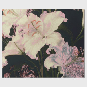 Elegant White Lilies on Black Background Floral Wrapping Paper