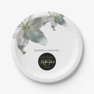 Elegant White Lilies Wedding Paper Plate