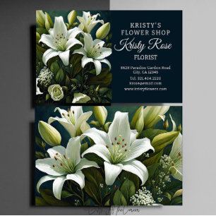 Elegant White Lily Flower Florist Business Card