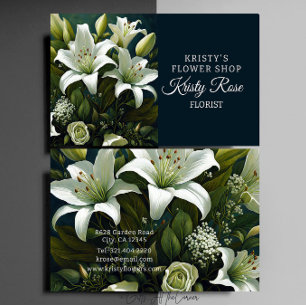 Elegant White Lily Flower Florist Business Card