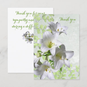 Elegant White Lily Flowers Sympathy Thank You Card