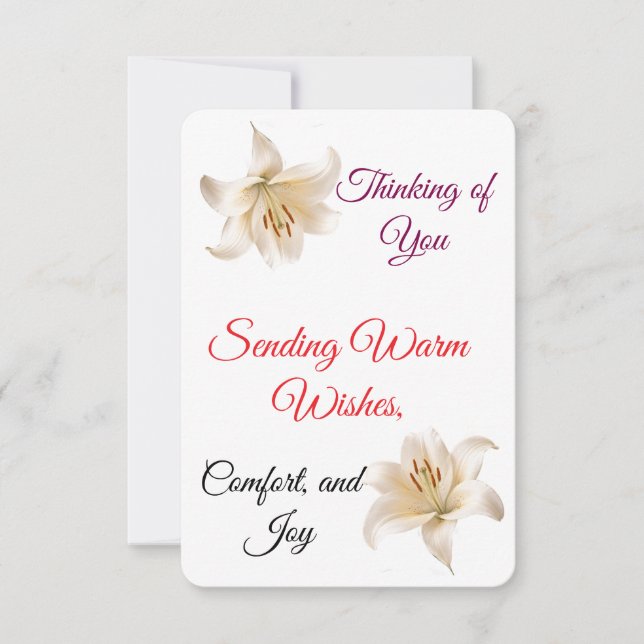 Elegant White Lily Greeting Card (Front)
