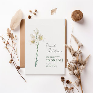Elegant White Lily Wedding Invitation