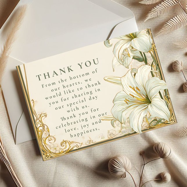 Elegant White Lily Wedding Thank You Card (Creator Uploaded)