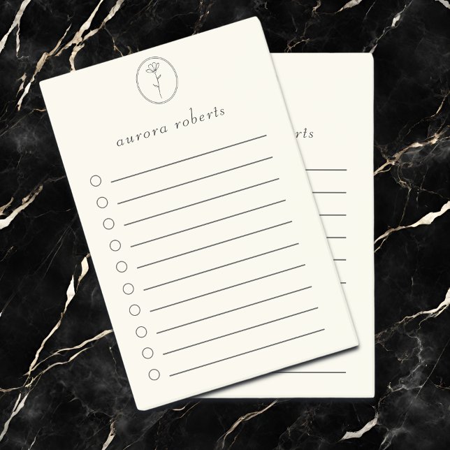 Elegant White Linen & Flower Logo Script Name Post-it Notes (Creator Uploaded)