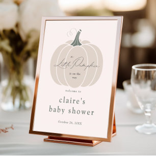 Elegant White Little Pumpkin Fall Baby Shower  Poster