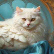 Elegant White Longhaired Cat-Bird Creature