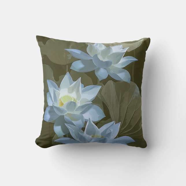 Elegant White Lotus Acrylic Artwork | Cushion (Front)