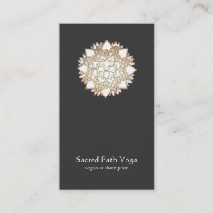 Elegant White Lotus Flower Mandala Business Card
