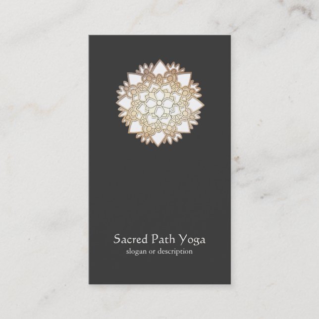 Elegant White Lotus Flower Mandala Business Card (Front)