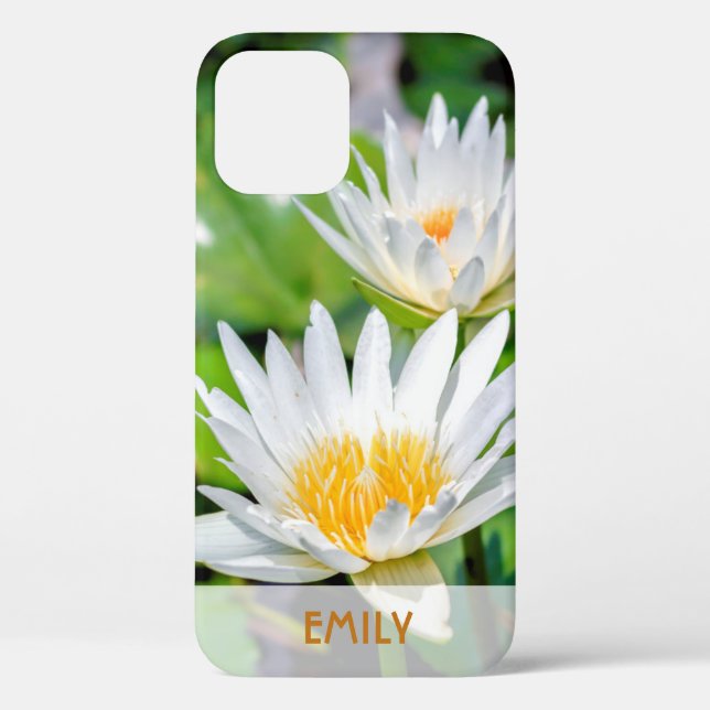 Elegant White Lotus Flower Name Personalised Case-Mate iPhone Case (Back)