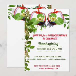 Elegant White Lotus Pumpkins Thanksgiving Dinner Invitation