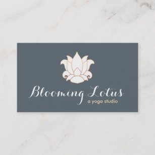 Elegant White Lotus Yoga and Meditation Teacher Business Card