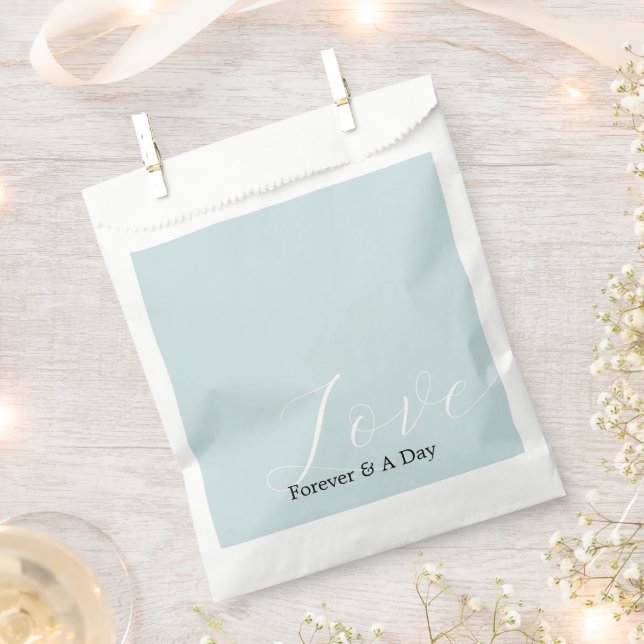 Elegant White Love Aqua Mint Wedding Favour Bags (Clipped)