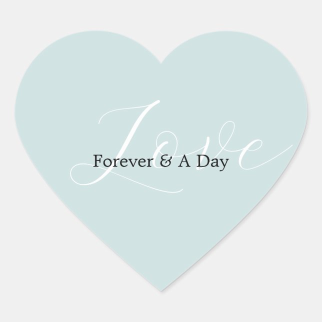 Elegant White Love Aqua Mint Wedding Heart Sticker (Front)