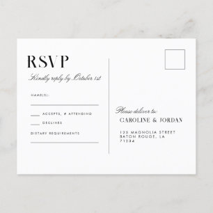 Elegant White Magnolia Illustration Wedding RSVP Postcard