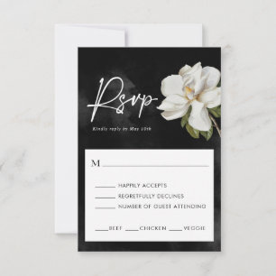 Elegant White Magnolia RSVP Card