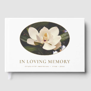 Elegant White Magnolia Tree Funeral Guest Book