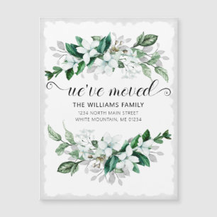 Elegant White Magnolia Watercolor Floral Moving