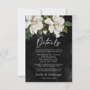 Elegant White Magnolia Wedding Details Card