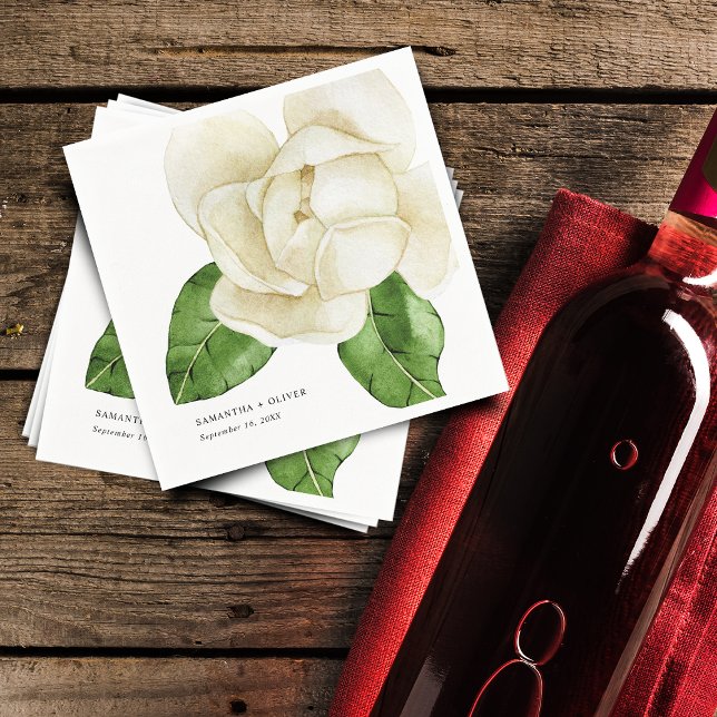 Elegant White Magnolia Wedding Paper Napkin (Elegant White Magnolia Wedding Paper Napkins)