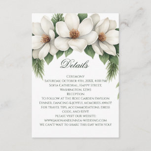 Elegant White Magnolia Wedding Pine Tree Frame Enclosure Card