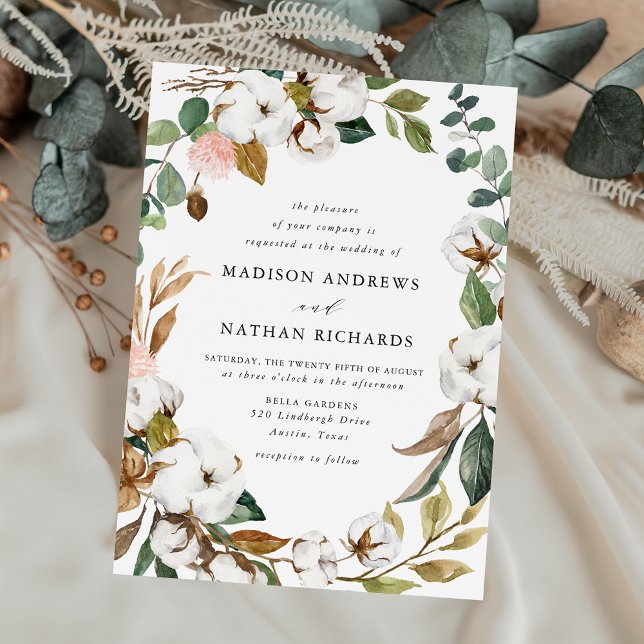 Elegant White Magnolias and Blush Floral Wedding Invitation (Creator Uploaded)