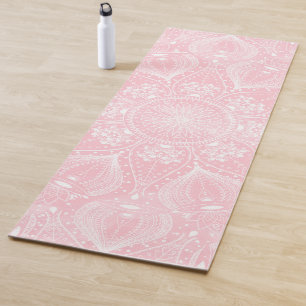 Elegant White Mandala Pink Design Yoga Mat