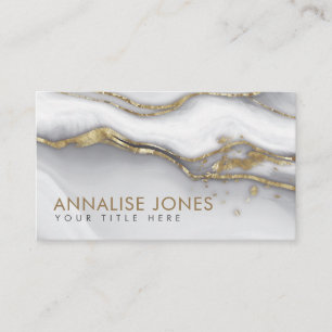 Elegant white Marble and Gold Business Card