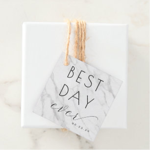 Elegant White Marble Calligraphy Favour Tags