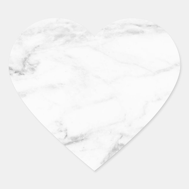 Elegant White Marble Custom Blank Template Heart Sticker (Front)