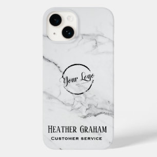 Elegant white marble custom logo Case-Mate iPhone 14 case