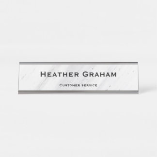 Elegant white marble custom name desk name plate