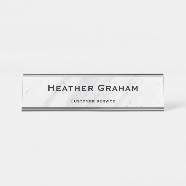 Elegant white marble custom name desk name plate (Front)