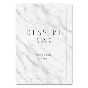 Elegant White Marble Dessert Bar Sign Table Number