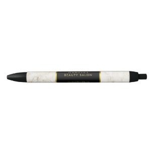 Elegant white marble gold black professional black ink pen